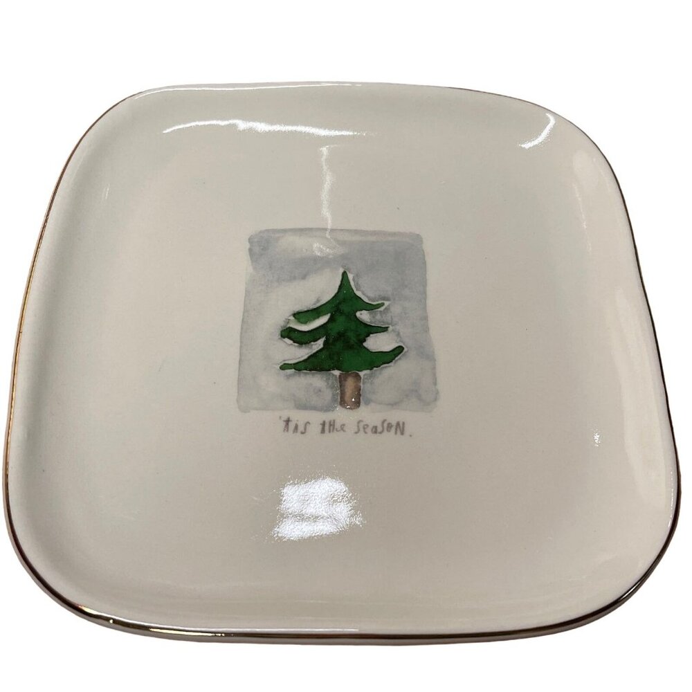 Rae‎ Dunn Christmas "TIS THE SEASON" Ceramic Plate 8" NEW WITHOUT TAGS!